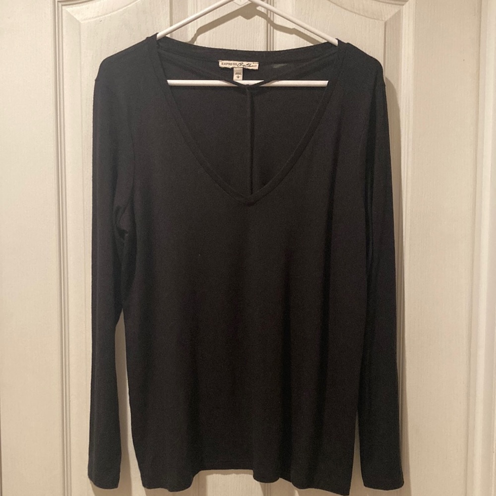 Express black long sleeve with neck detail size large